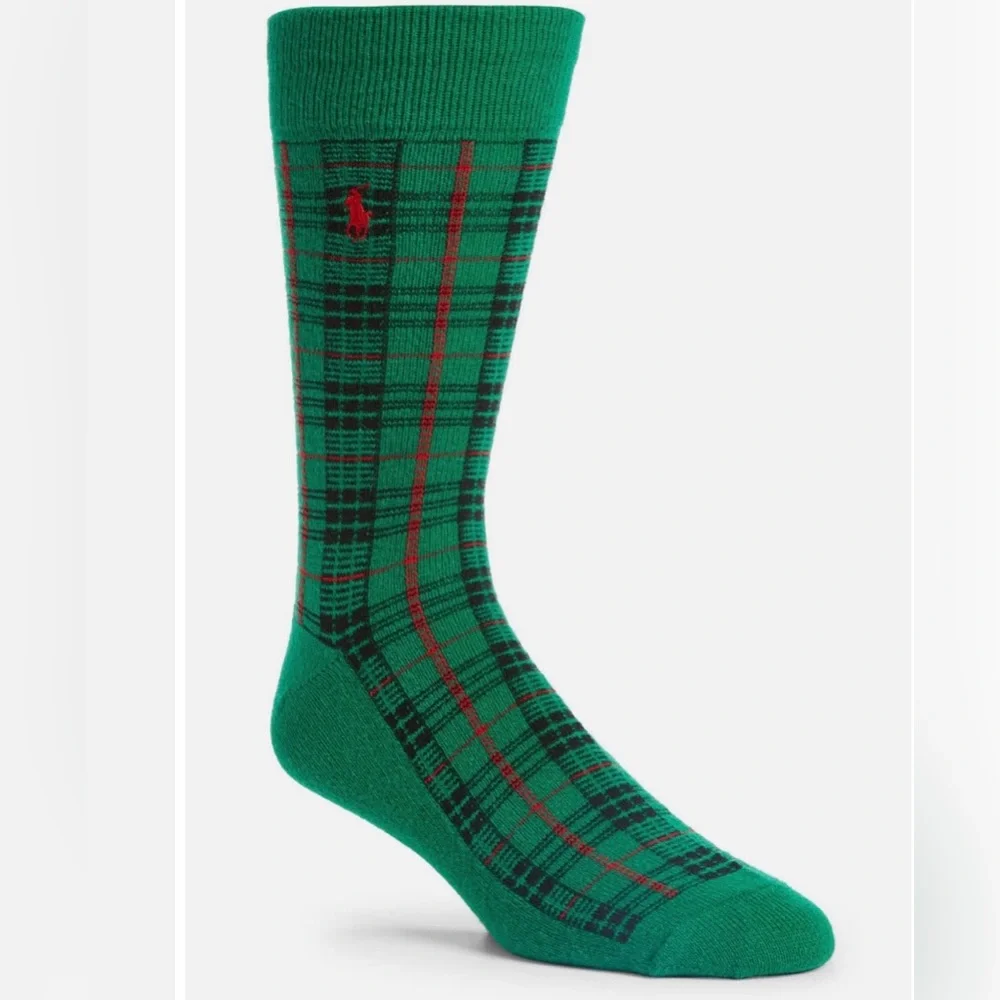 Polo Ralph Lauren Plaid Wool Blend Socks in Green